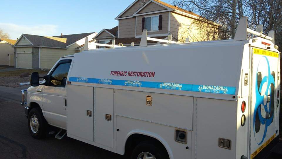 CrimeTech Cleanup Van for Homicide Cleanup, Trauma Cleanup, Blood Cleanup, and Biohazard Cleanup in Colorado Springs, Canon City, Florence, Fountain, Security-Widefield